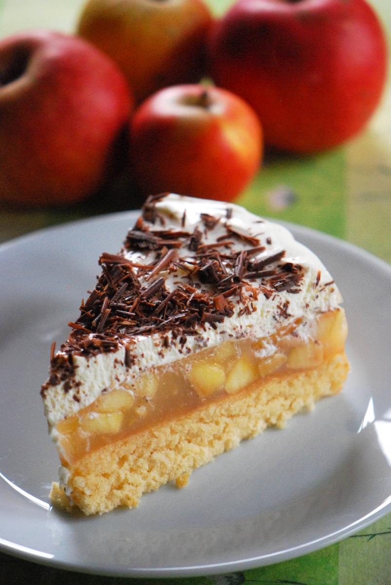 Rezeptbild: Apfel-Torte mit Quark-Creme & Schokolade (nussfrei)