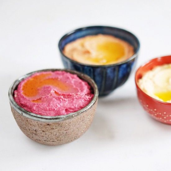 Rezeptbild: 3 x Hummus: Klassisch, mit gerösteter Paprika & roter Bete