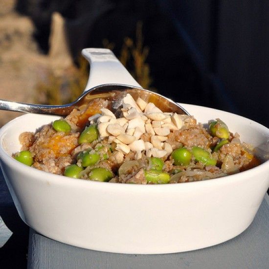 Rezeptbild: Huehnchen mit Mango und braunem Bulgur