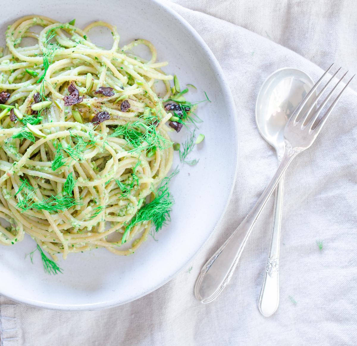 Rezeptbild: Spaghetti mit Portulak Cashew Pesto