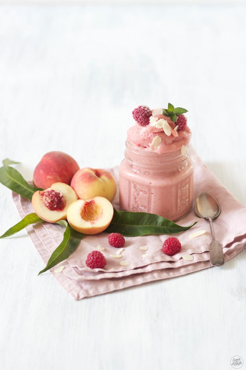 Rezeptbild: Pfirsich-Himbeer-Nicecream