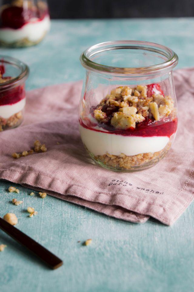 Rezeptbild: Käsekuchendessert im Glas (zuckerfrei)