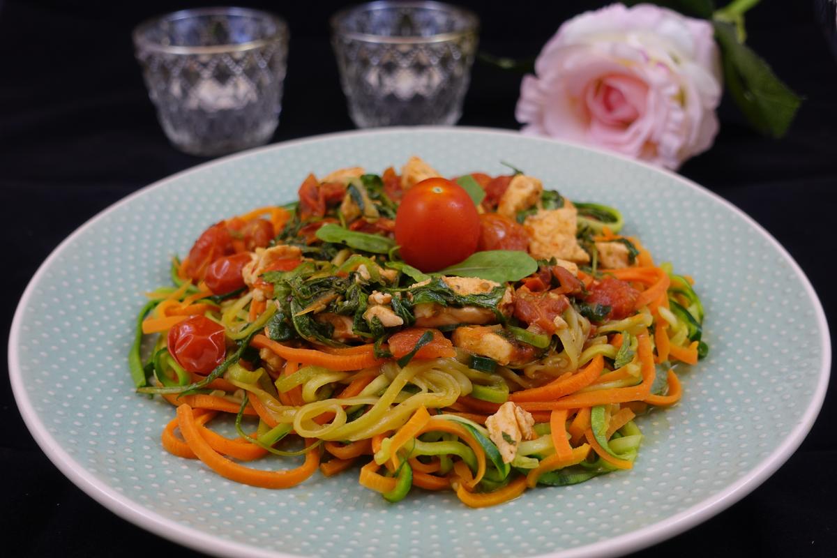 Rezeptbild: Low Carb Nudeln mit Lachs