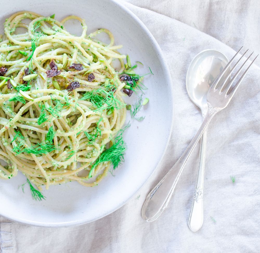Rezeptbild: Spaghetti mit Portulak Cashew Pesto