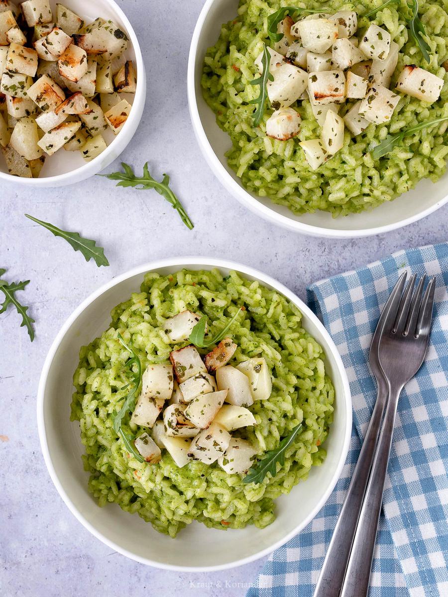 Rezeptbild: Rucola-Risotto mit Kohlrabi