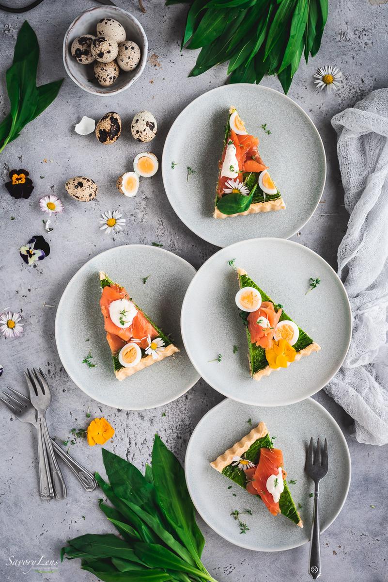 Rezeptbild: Bärlauch-Spinat-Tarte mit Wildlachs
