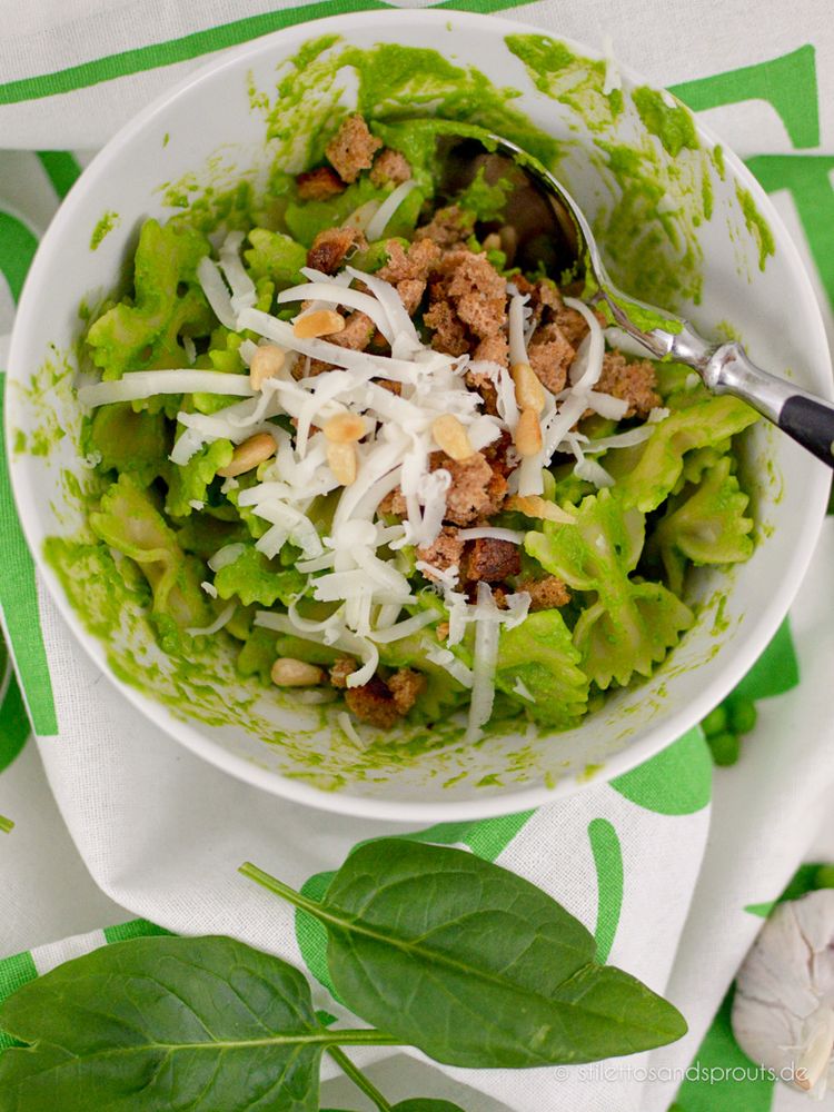 Rezeptbild: Pea & Popeye Pesto Pasta nach Jamie Oliver