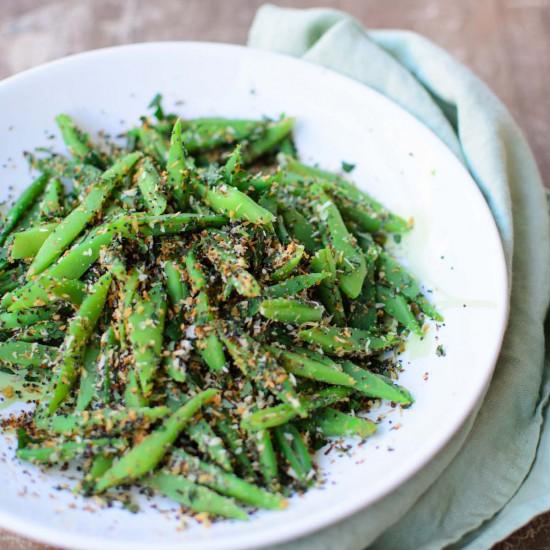 Rezeptbild: grüne Bohnen mit Kokos und Mohn