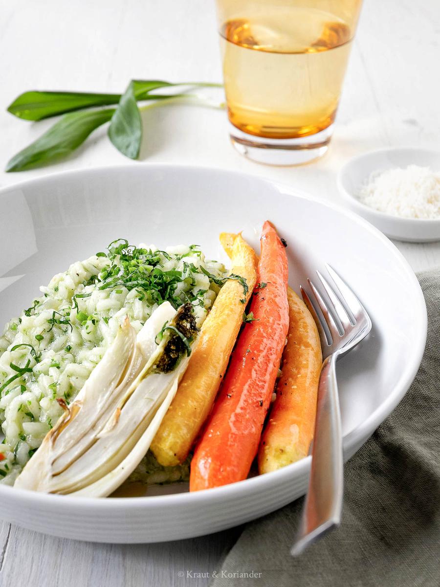 Rezeptbild: Bärlauchrisotto mit Ofengemüse