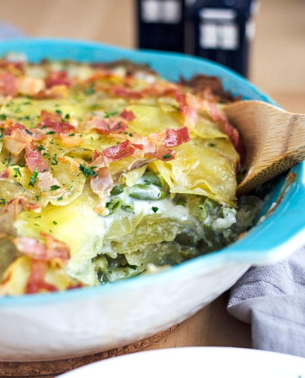 Rezeptbild: Auflauf von gestovten Bohnen und Kartoffeln