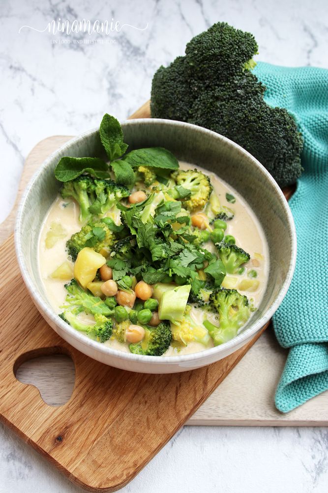 Rezeptbild: Kichererbsen-Curry mit Erbsen und Brokkoli