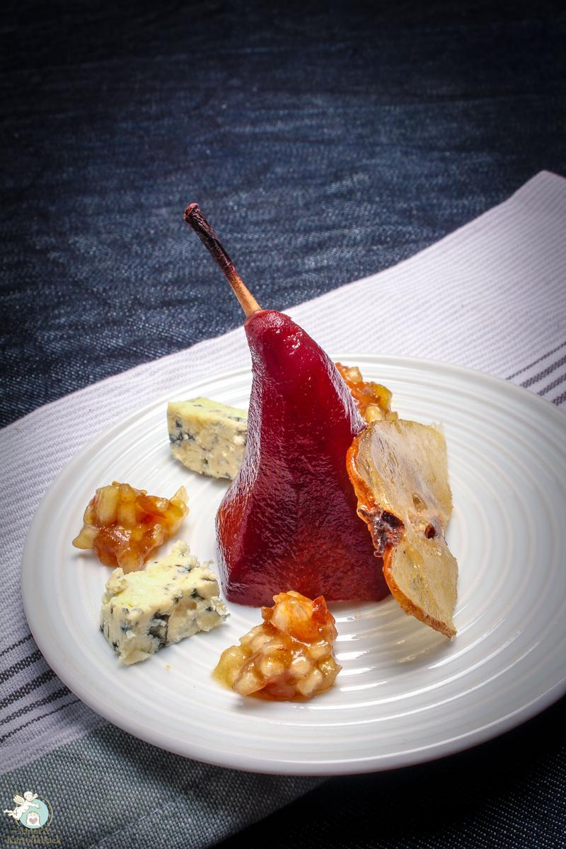 Rezeptbild: Dreierlei Birne - Portweinbirne mit Blauschimmelkäse