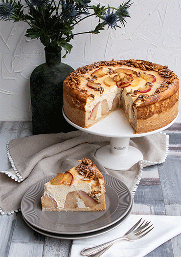 Rezeptbild: Karamell-Käsekuchen mit Bratäpfeln