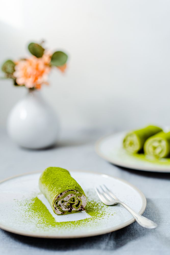 Rezeptbild: Matcha-Crêpe mit Rote Bohnen-Sahne-Füllung