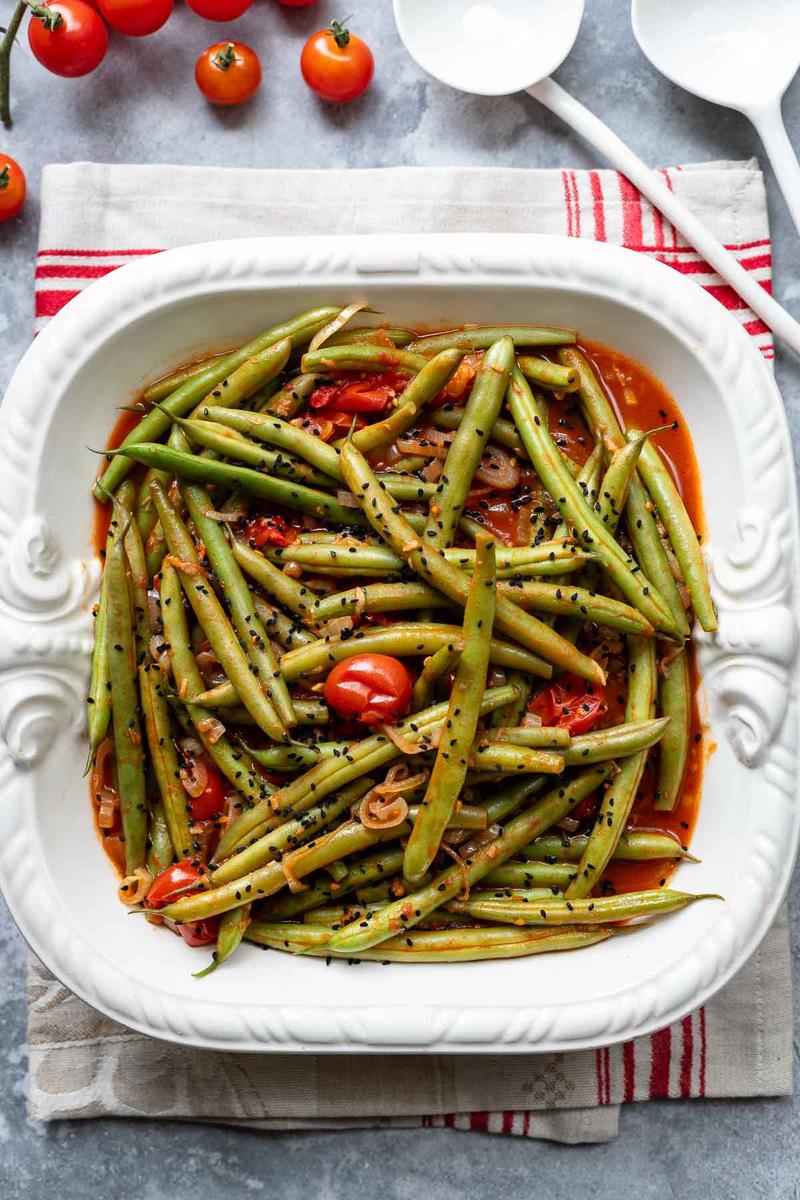 Rezeptbild: Grüne Bohnen Pfanne mit Tomaten
