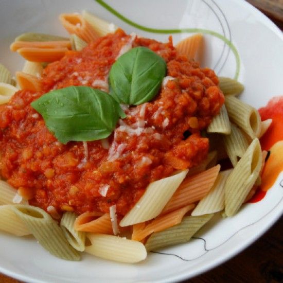 Rezeptbild: Penne mit Linsensugo