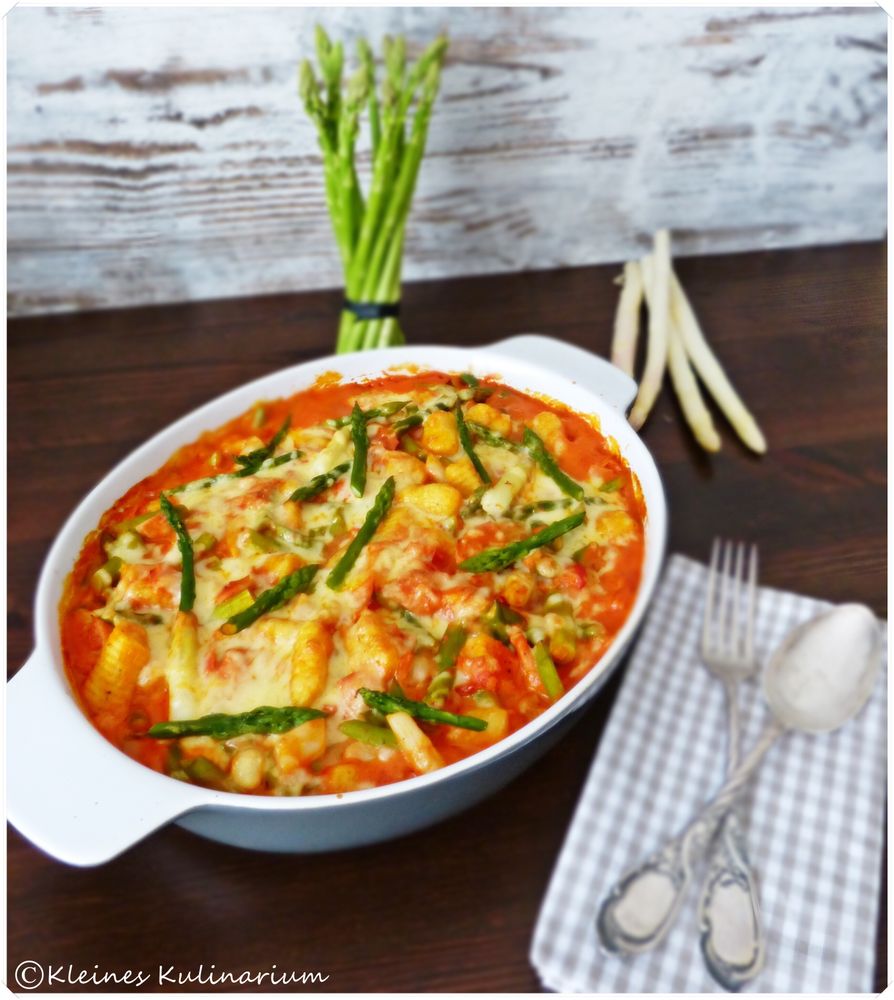 Rezeptbild: Spargel Gnocchi Gratin