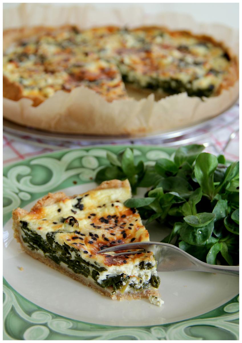 Rezeptbild: Spinatquiche mit Feta und Sesam