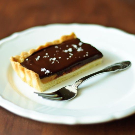 Rezeptbild: Karamell-Schoko-Tarte mit Fleur de Sel