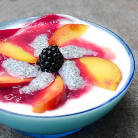 Rezeptbild: Pfirsich Melba Frühstück