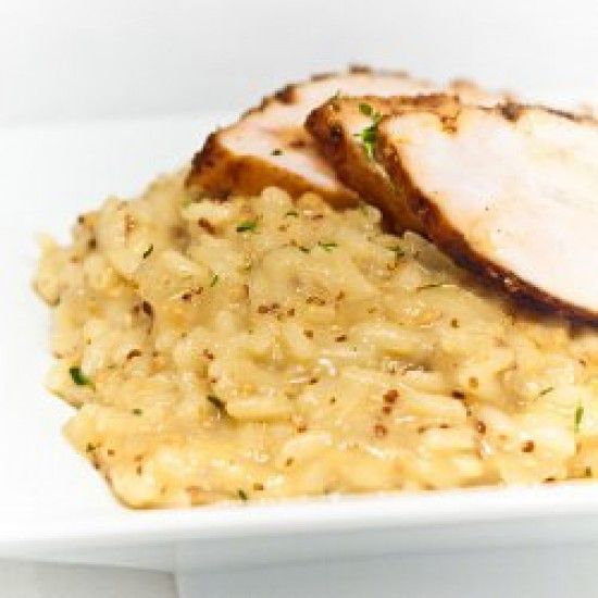 Rezeptbild: Senfrisotto und saftige Hähnchenbrust