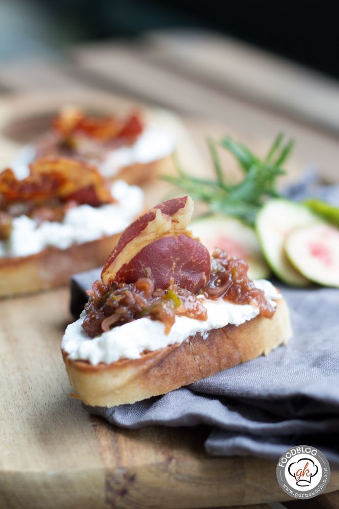 Rezeptbild: Feigenragout Bruschetta mit Ziegenfrischkäse