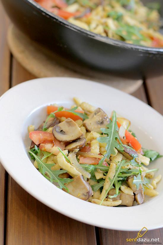 Rezeptbild: Spätzlepfanne und leckere Champignons
