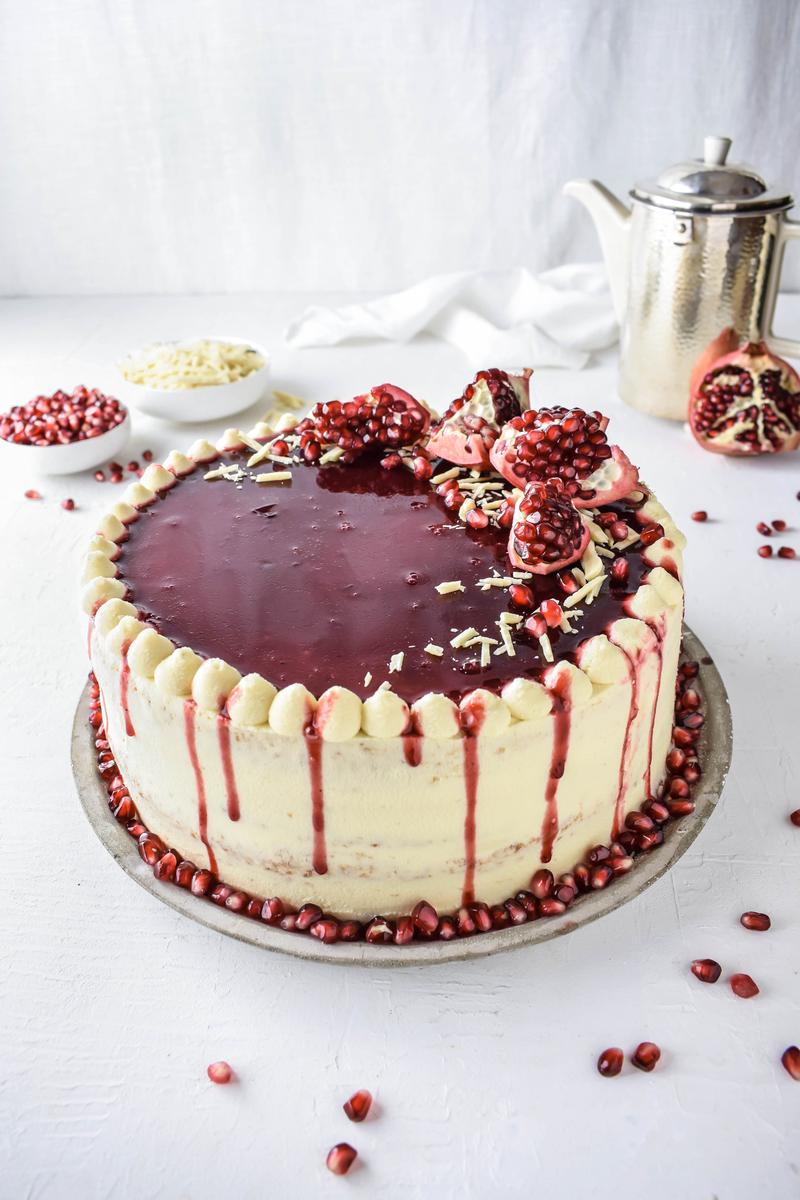 Rezeptbild: Granatapfel Weiße Schokoladen Torte
