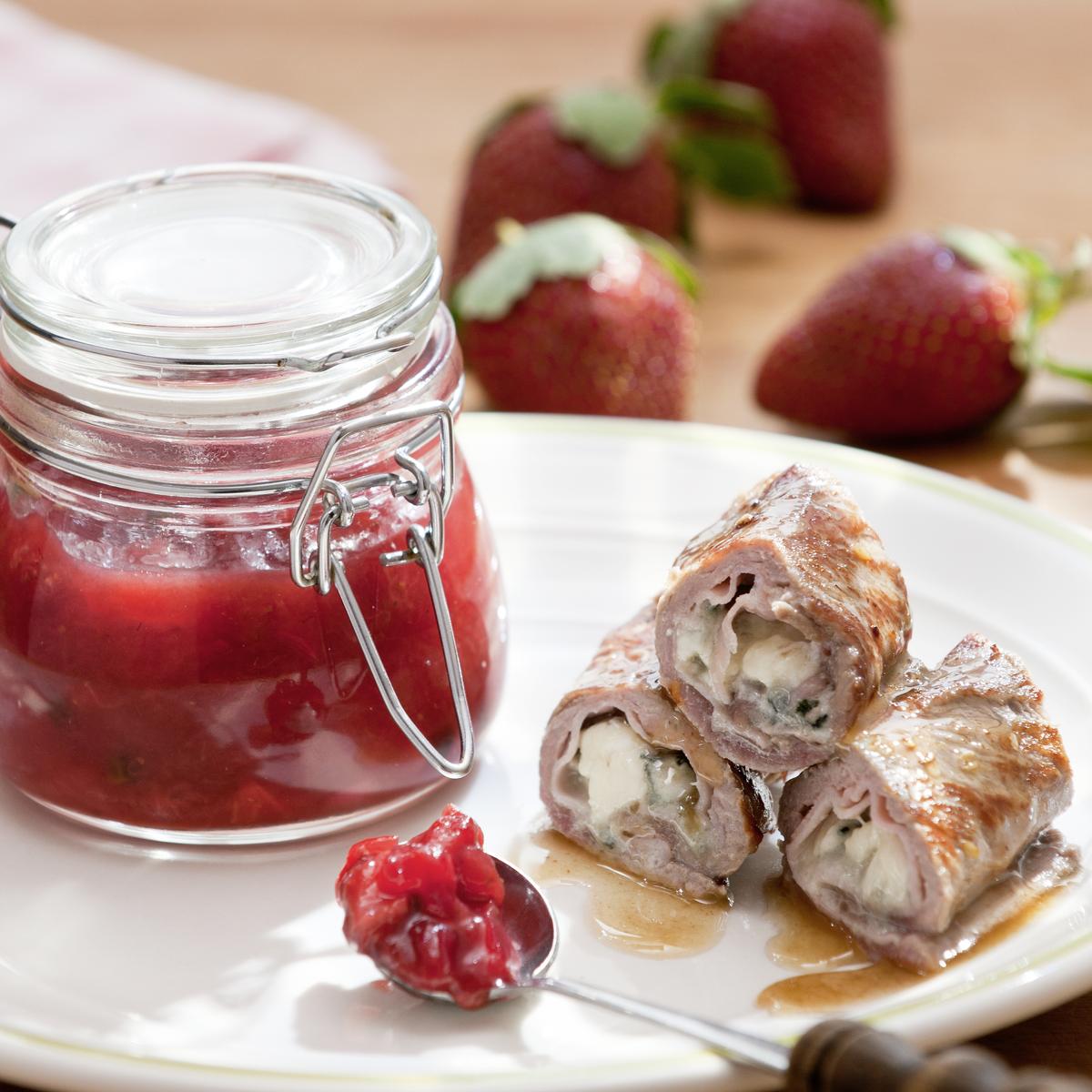 Rezeptbild: Erdbeer Chutney zu Kalbsröllchen