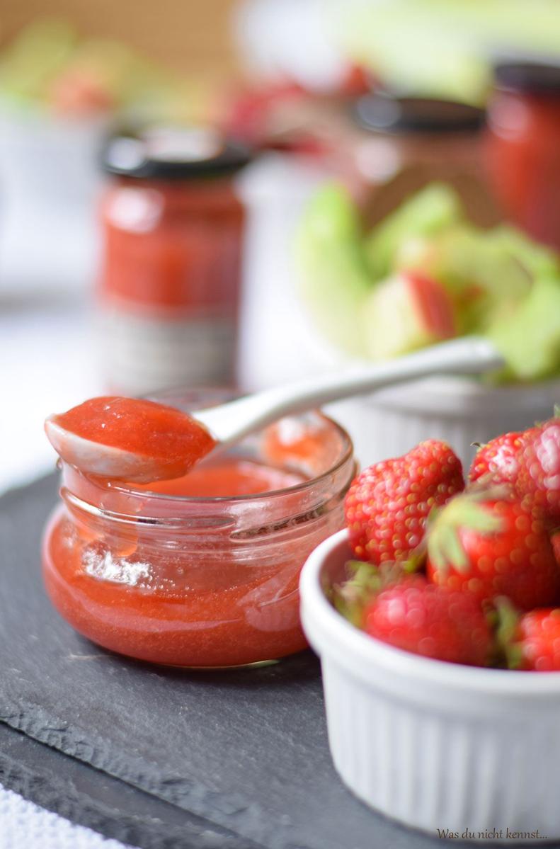 Rezeptbild: Erdbeer-Rhabarber Marmelade