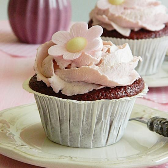 Rezeptbild: Himbeeren red velvet Cupcakes