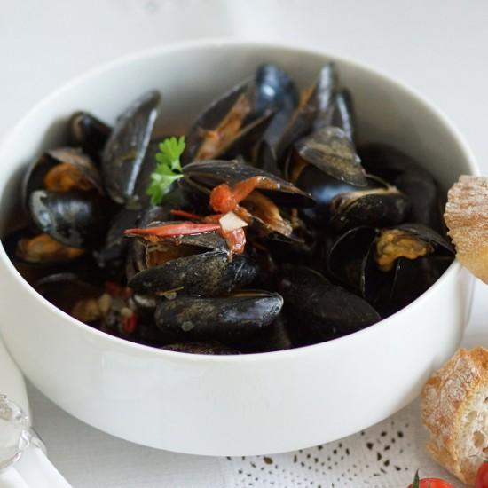 Rezeptbild: Muscheln in Weißweinsauce