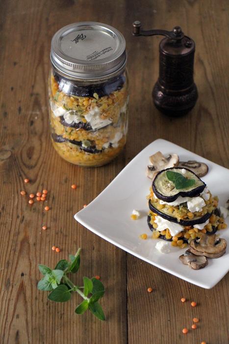 Rezeptbild: Linsen-Salat mit Aubergine und Feta