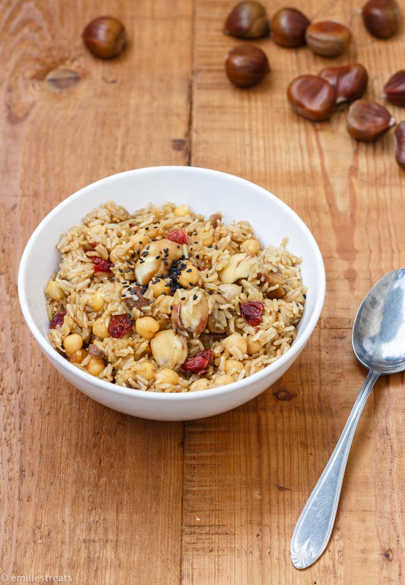 Rezeptbild: Maronenreis mit Kichererbsen und Cranberries