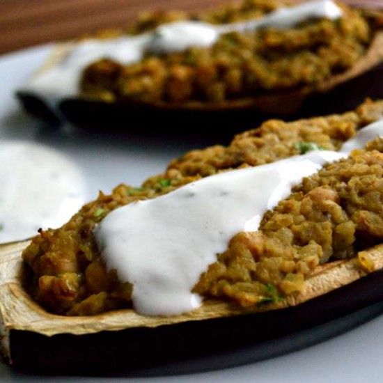 Rezeptbild: Orientalische Auberginenschiffchen