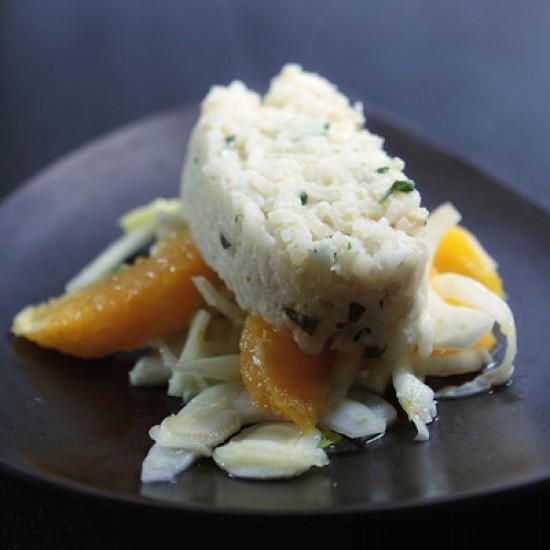 Rezeptbild: Zanderröllchen Cajun auf Orangen-Fenchel-Salat