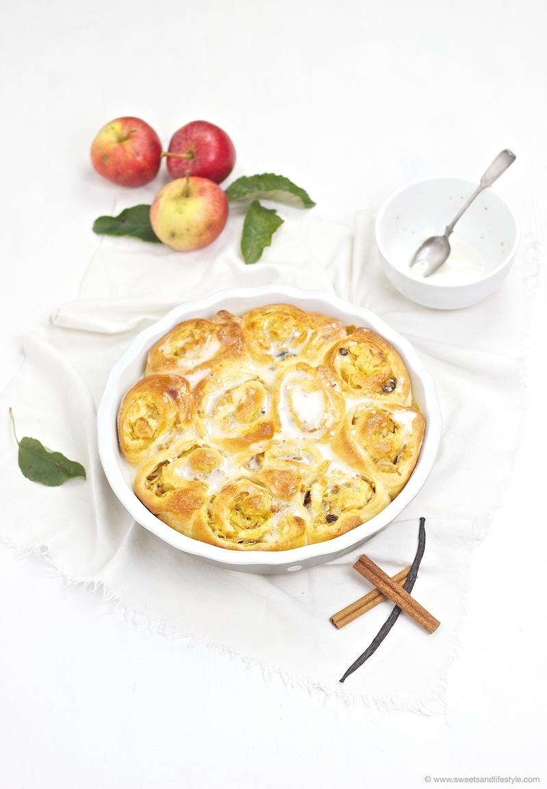 Rezeptbild: Apfel Zimt Schnecken mit Zuckerguss