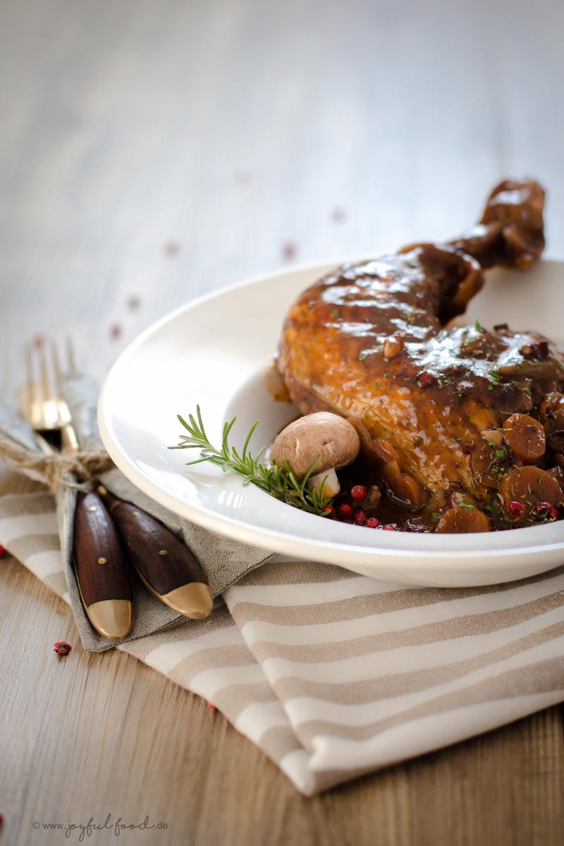 Rezeptbild: Coq au vin - ein Hahn geht baden