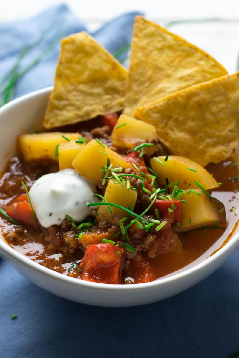 Rezeptbild: Paprika-Hackfleisch Topf mit Nachos