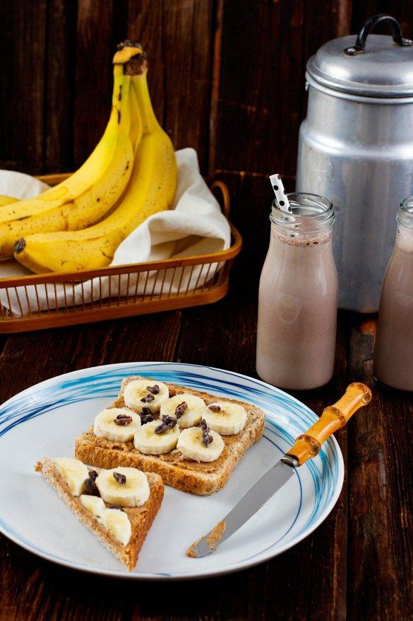 Rezeptbild: Erdnussbutter Bananen Toast