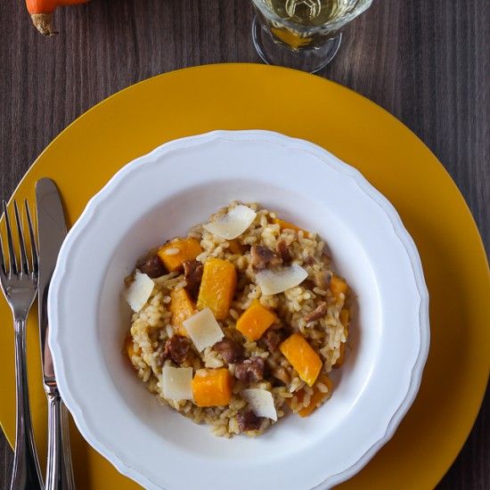 Rezeptbild: Kürbis-Risotto mit Maronen