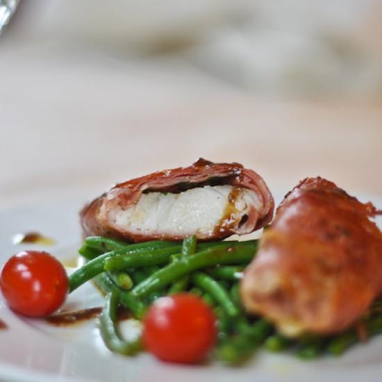 Rezeptbild: Rotbarsch mit Schinken umwickelt