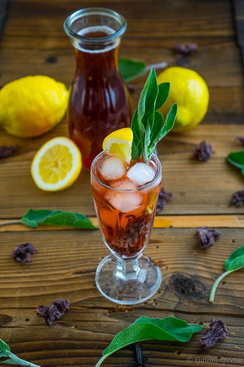 Rezeptbild: Hibiskus-Salbei-Eistee ∼ Kroatischer Eistee