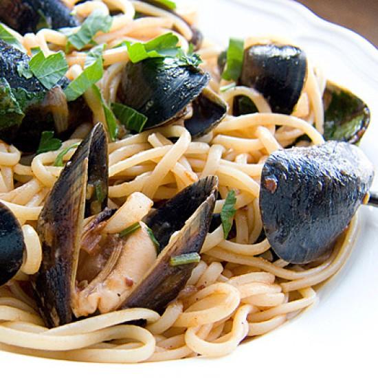 Rezeptbild: Linguine in Miesmuschel-Tomatensauce