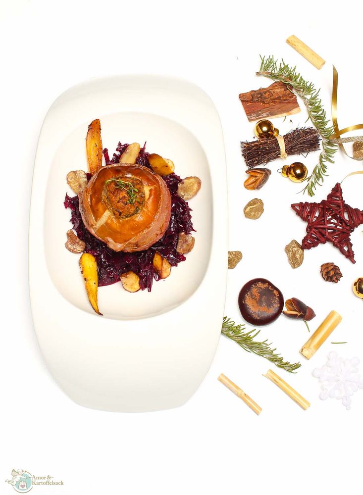Rezeptbild: herzhaft gefüllter, fränkischer Bratapfel 