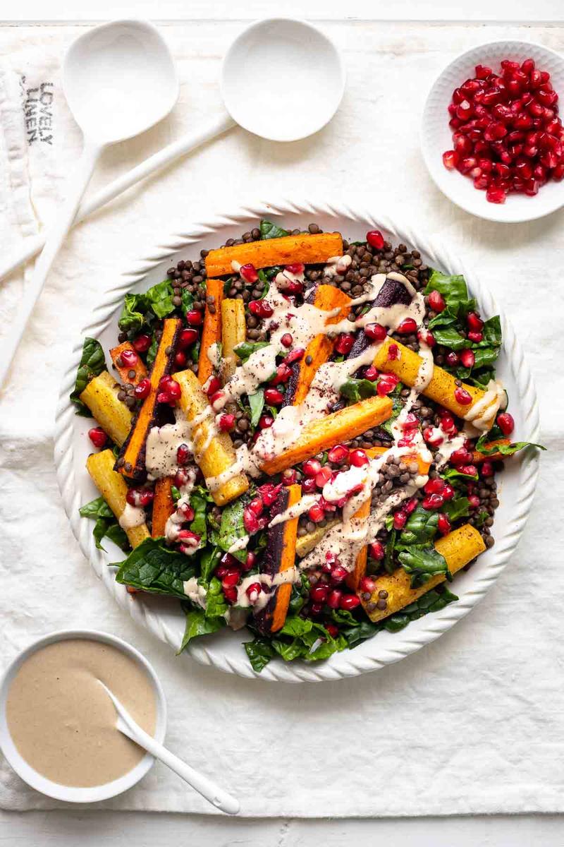 Rezeptbild: Linsensalat mit Karotten und Tahini-Dressing