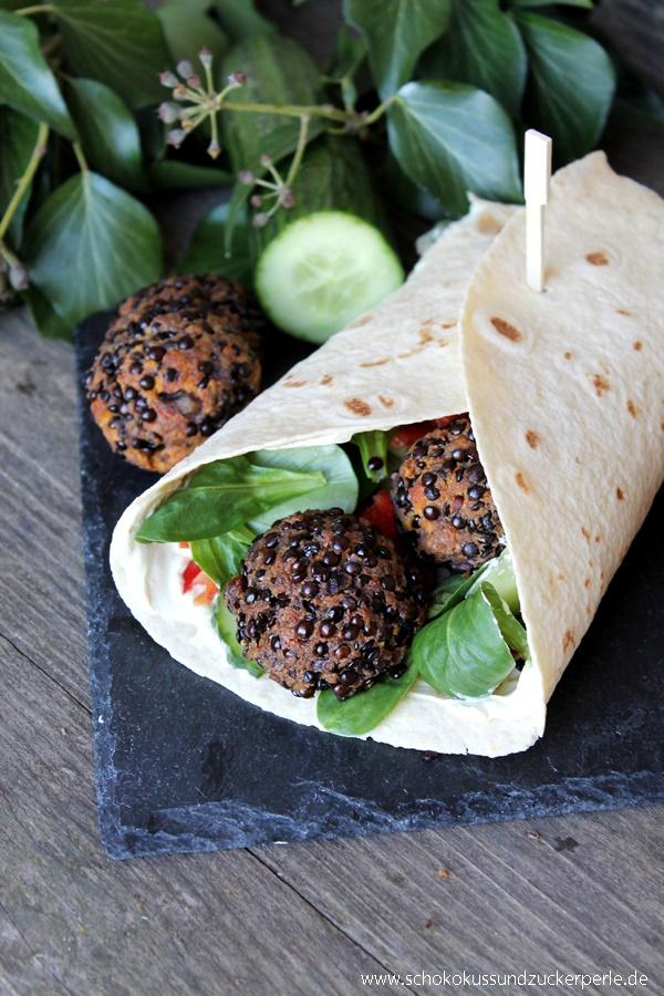 Rezeptbild: Vegetarische Wraps mit Beluga-Linsenbällchen