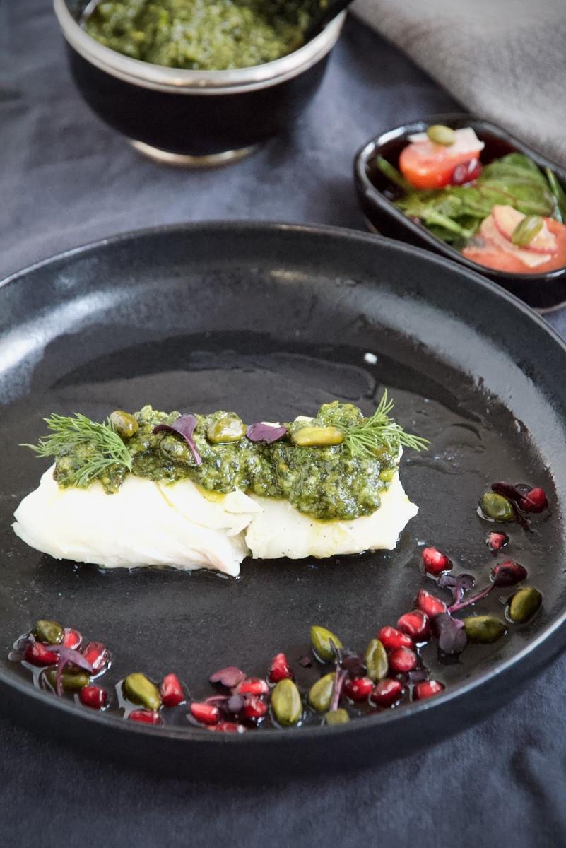 Rezeptbild: Skreifilet mit Pistazien-Pesto