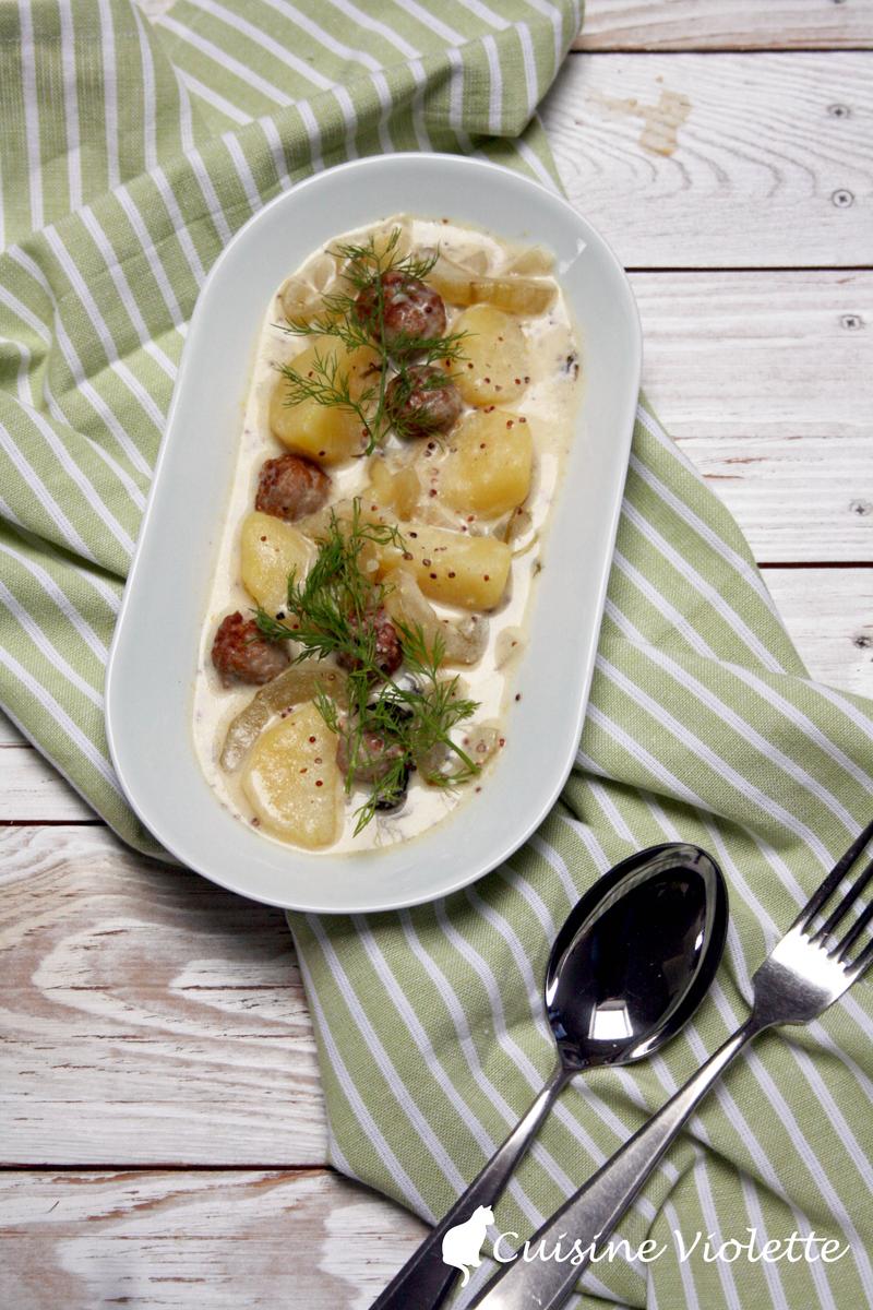 Rezeptbild: Schmorgurken mit Bratwurstbällchen
