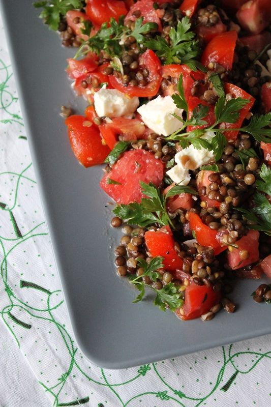 Rezeptbild: Tomaten-Linsensalat mit Wassermelone und Feta